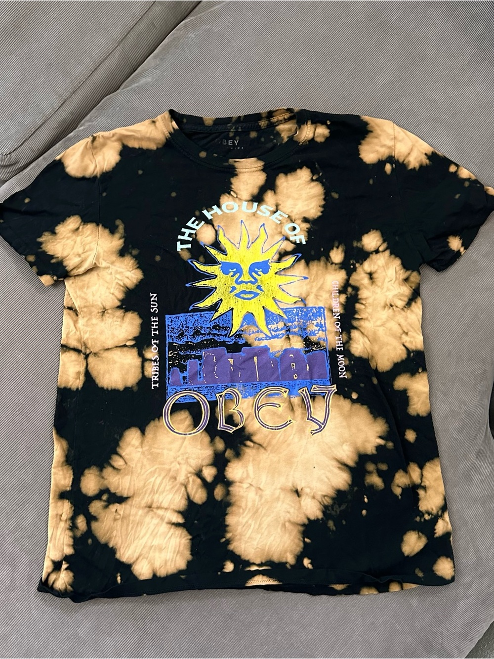 Retro House of Obey Tie Dye Shirt Size Medium Distressed